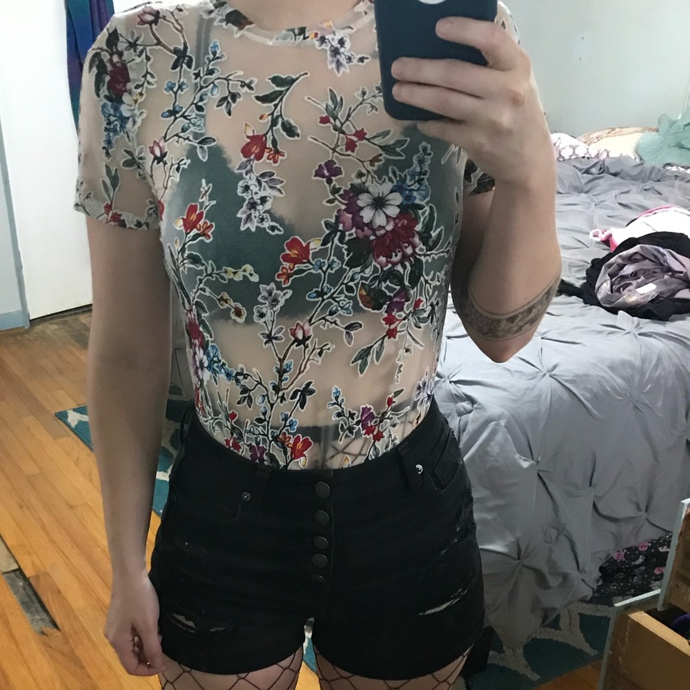 A New Day sheer floral shirt